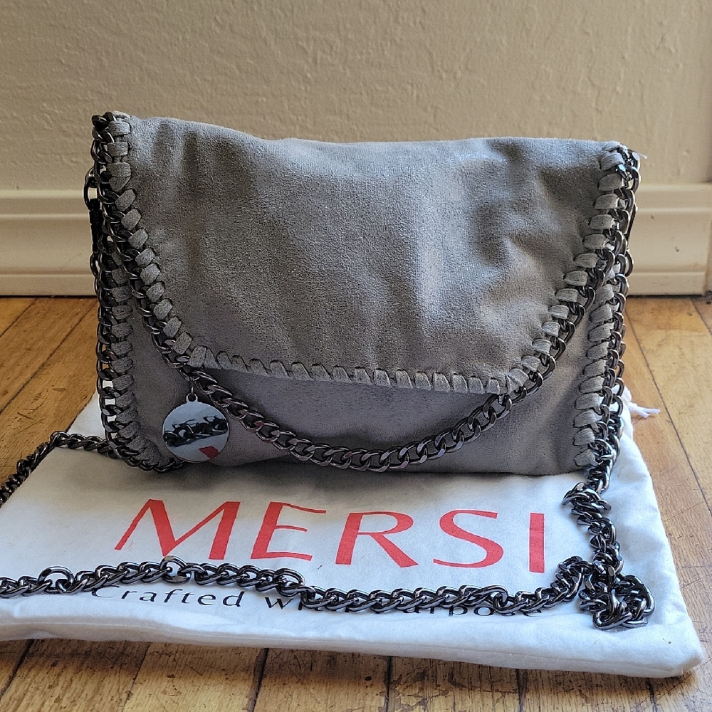 Mersi Alicia Crossbody Purse Gray Chain Strap